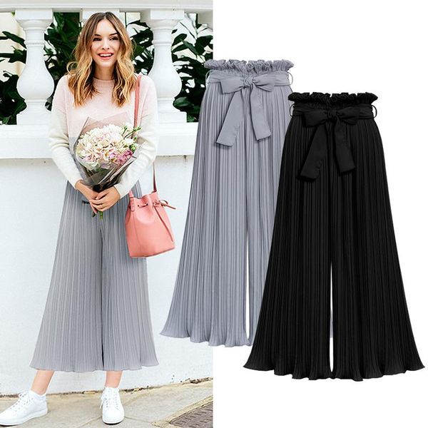 

women's pants & capris 2021 casual spring summer fashion loose ankle-length trousers female pleated skirt women, Black;white