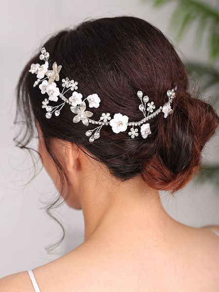 

Wedding Hair jewelry Flower Headband SIlver Headpieces Rhinestones Elegant Headwear Bridal Hair Accessories Hairstyles Jewellery