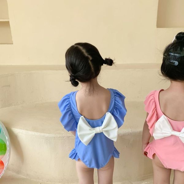 

one-pieces summer girls swimsuits children's cute sleeveless solid swimwear children girl round neck clothes swimsuit outfit, Black