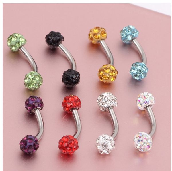 

stud 2021fashion earrings trend bend bar round ball shambala colorful eyebrow nose ear basic puncture accessories, Golden;silver