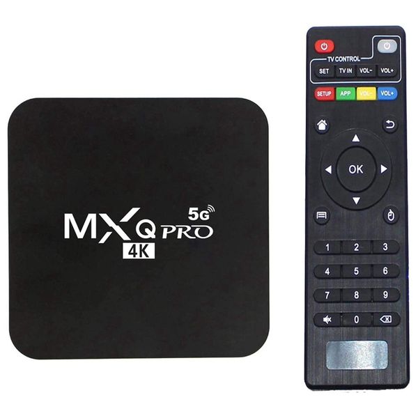 

mxq pro 4k smart tv box with android 10, rockchip rk3228a quad-core cpu, 1g+8g memory, wifi, h.265, and mini pc function