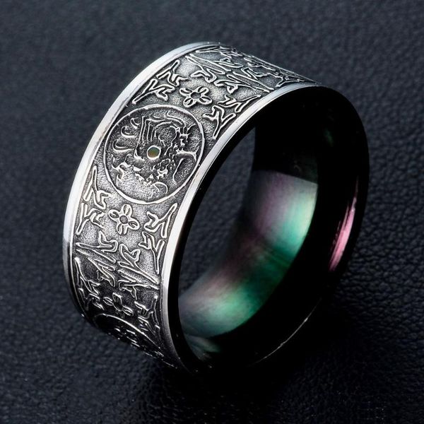

amulet chinese beasts good luck stainless steel mens rings punk cool for male boyfriend biker jewelry creativity gift wholesale cluster, Golden;silver