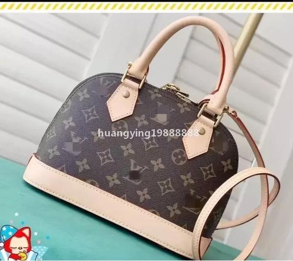

gglvlouisvuttonyslvitton women leather female bags classic old flower alma bb shell bag single shoulder messen, Red;black