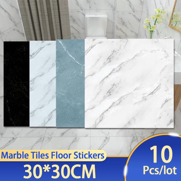 

wall stickers 10pcs sticker self adhesive waterproof pvc tiles floor marble bathroom living room bedroom ground thick wallpapers
