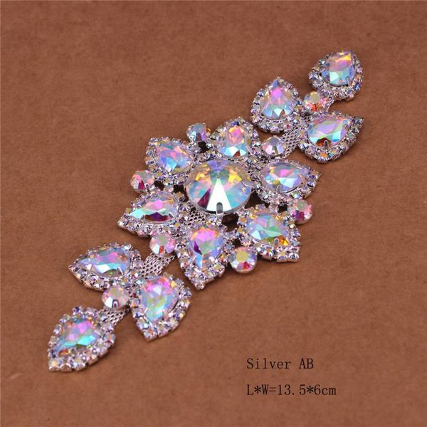 

wedding sashes sewing on rhinestone applique silver base clear crystal rhinestones diy evening dress ab corsage, White