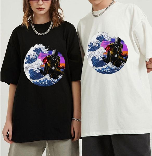 

funny one punch man oversized t shirt summer japanese anime t-shirt cartoon manga cotton men tee men's t-shirts, White;black