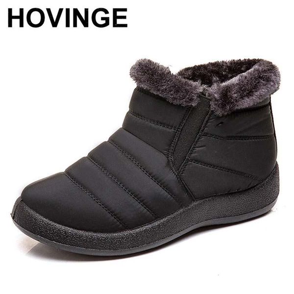 

boots hovinge women winter woman snow plush light mother women's waterproof cloth cotton shoes, Black