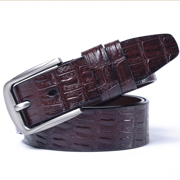 

new product designer belts luxury crocodile pattern belt for men genuine leather mens waistband, Black;brown