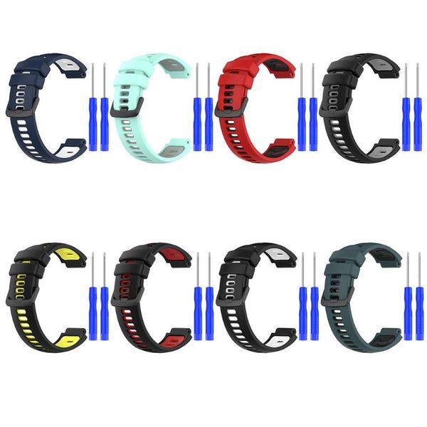 

watch bands replacement silicone band strap for forerunner 220 630 735x watchband wristband two-color multi-colors 22mm width, Black;brown