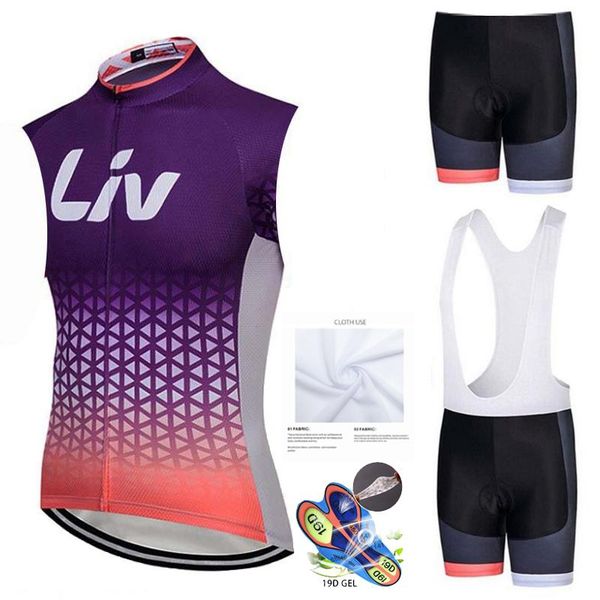 

racing sets 2021 liv summer sleeveless cycling jerseys set quick-dry bicycle clothing mtb bike clothes roupa ciclismo women vest, Black;blue