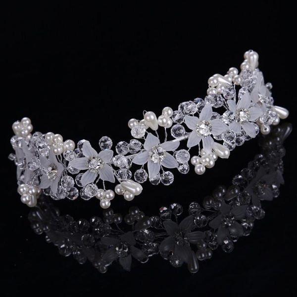 

hair clips & barrettes handmade bridal accessories pearls tiara head piece crystal women girls rhinestone pageant tiaras and crowns, Golden;silver