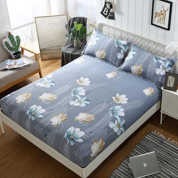

sheets & sets 1pc bed sheet flower printed mattress covers fitted four corners with elastic band sheet(no cases) my