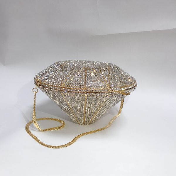 

2021 new three-dimensional diamond dinner bag set full diamond crystal foreign trade ladies handbag