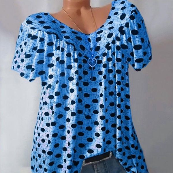 

oversized fashion polka dot printing women t shirt summer casual loose plus size v-neck short-sleeve tees female clothing women's t-sh, White