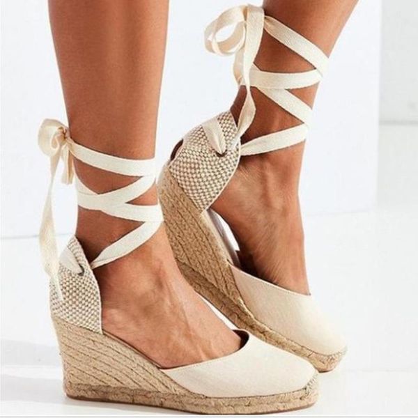 

sandals women's espadrille ankle strap comfortable slippers ladies womens casual shoes breathable flax canvas pumps, Black