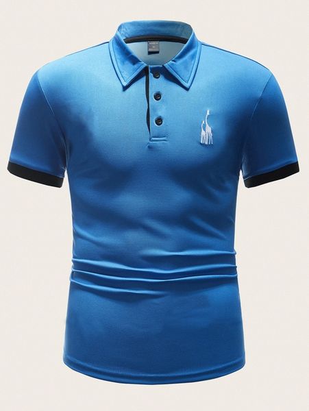 

men giraffe embroidered polo shirt 77fl#, White;black