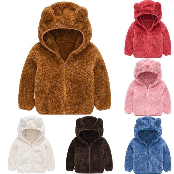 

down coat baby boys girls jacket autumn winter clothes toddler kids gril boy cute ear zipper fleece thick hooded warm outwear, Blue;gray