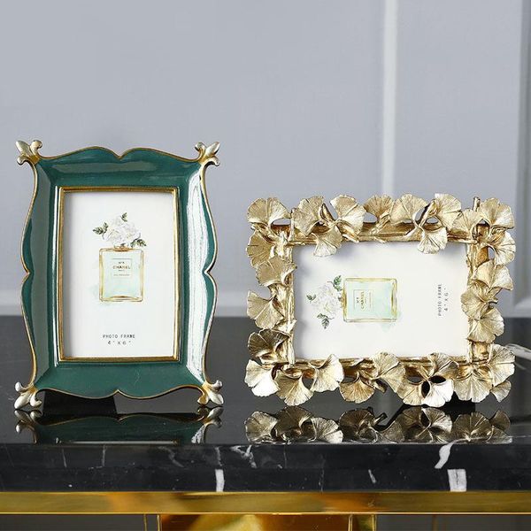 

frames po frame european vintage golden silver ginkgo leaf resin creative wedding couple picture home decoration