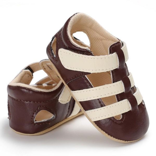 

first walkers summer kids pu boys baby solid breathable buckle hook & loop walking shoes