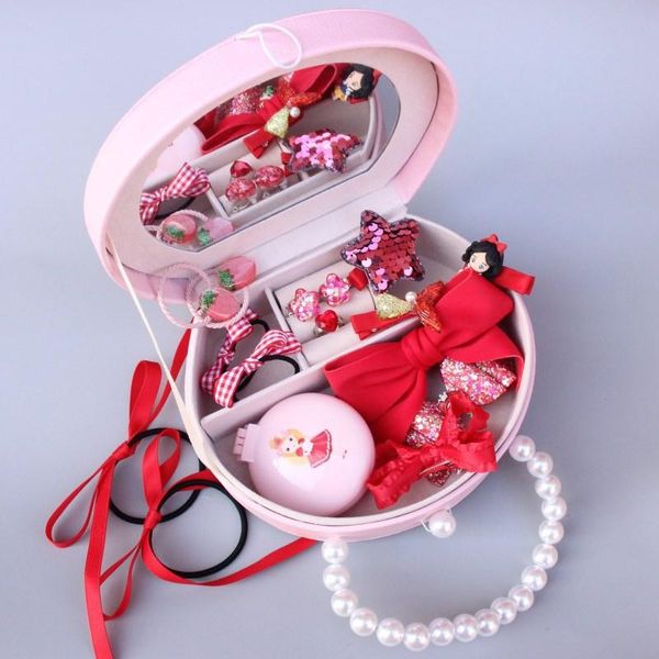 

hair accessories shredded clips for babies side clip kids adults decor girls tie headdress kawaii present gift box set, Slivery;white