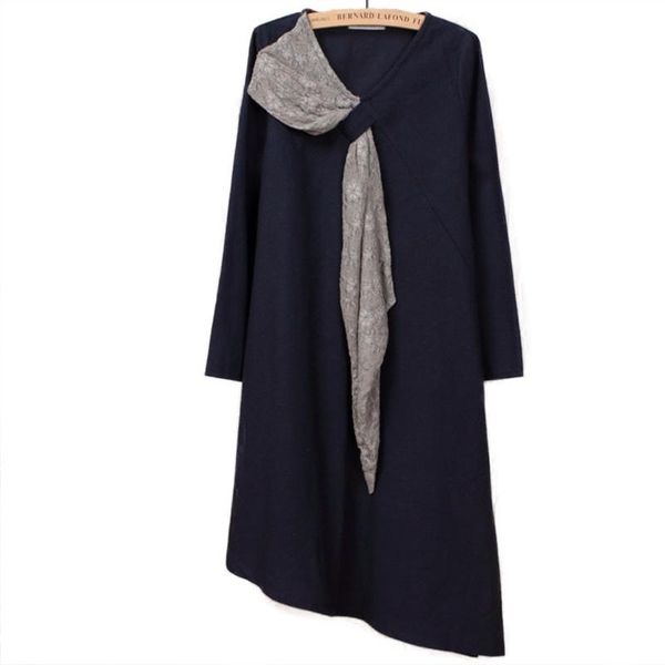 

casual dresses design mori girl lace collar autumn irregular hem dress long sleeve women femme vestido falda y03511, Black;gray