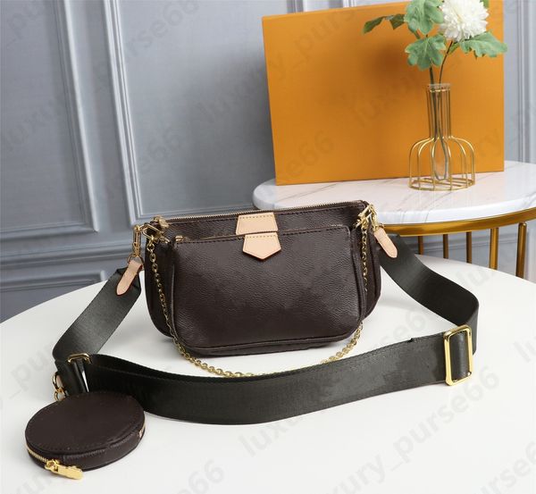 

fashion women luxurys designers bags 2021 crossbody 3pcs leather handbags messenger purses flower chains cross body shoulder bag shandbag wi