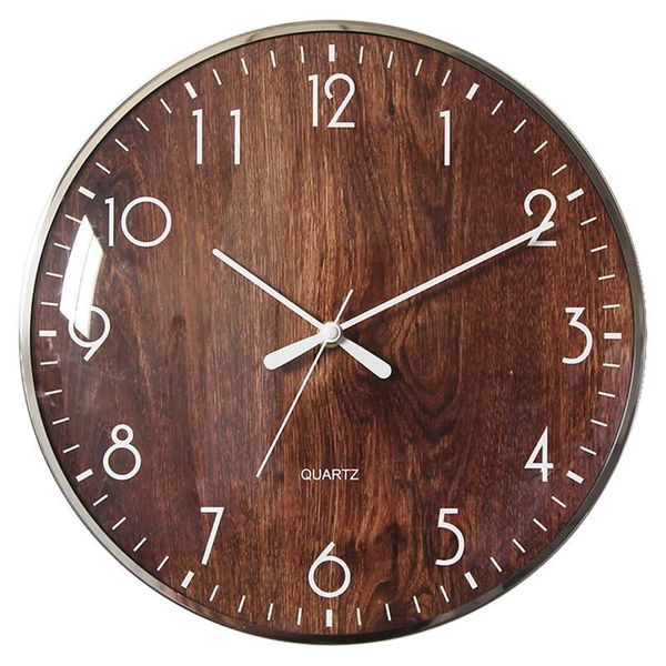 

wall clocks creative large clock metal retro home decor living room silent wood grain kitchen watch duvar saati gift fz911
