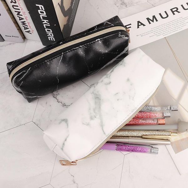 

pencil bags pu marble rose gold zipper case cute school cases for girls boy big pen bag pencilcase pouch stationery