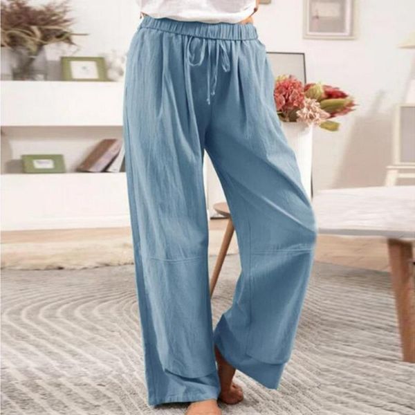 

women's pants & capris shujin 2021 high waist wide leg women drape loose thin straight womens long all-match trousers casual straight-l, Black;white
