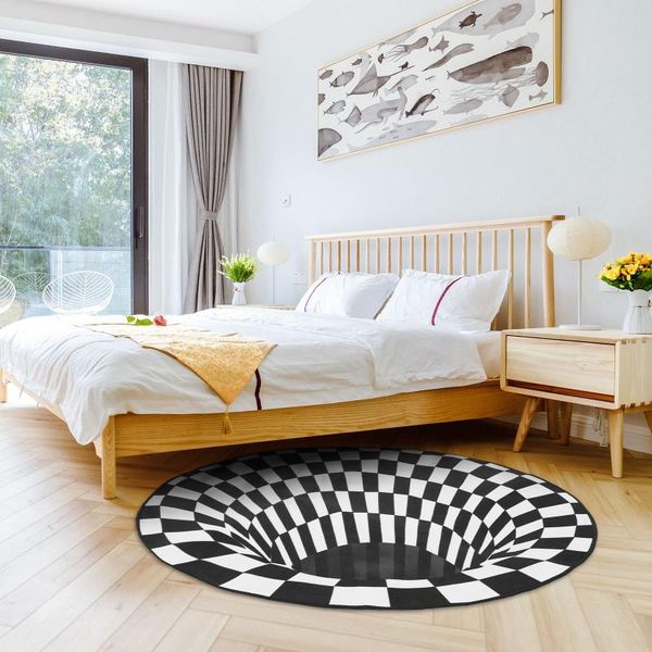 

three-dimensional black&white stereo vision mat living room doormat tea table sofa illusion carpet christmas home decor carpets