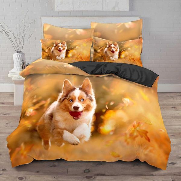 

dog 3d printed bedding set duvet covers pillowcases  king comfortable bedspread cute pet quilt cover sets