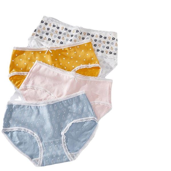 

four seasons underpants soft pure cotton lace middle waist crotch antibacterial underwear girl's triangle pants panties, Camo