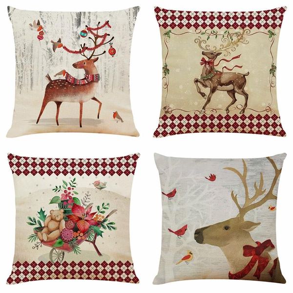 

pillow case decorative christmas cushion cover elk home decor sofa seat car throw pillowcase decoration for