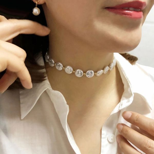 

round shape imtation pearl choker necklace women party jewelry, Golden;silver