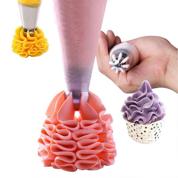 

cake decorating baking tools pink confectionery bag silicone icing piping cream pastry nozzle &