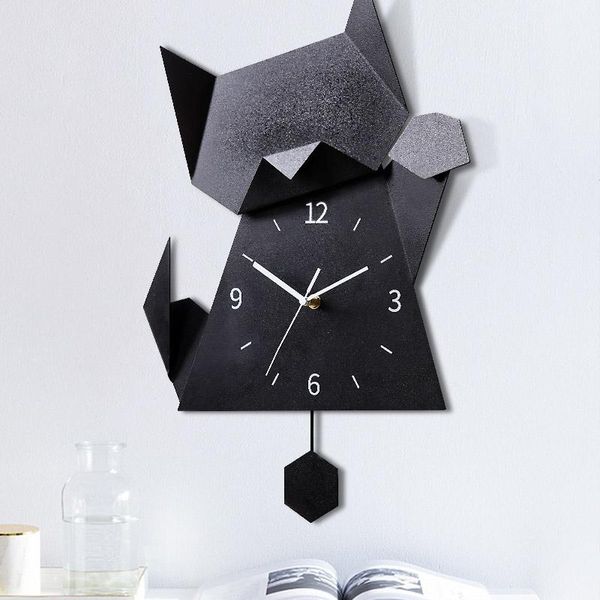 

wall clocks creative kids clock for children room cat living modern minimalist decoration watches home bedroom mute 5wd
