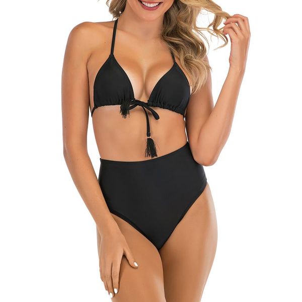 

women's swimwear bikini 2021 bandage women push up swimsuit summer beach baÃ±ador mujer, White;black
