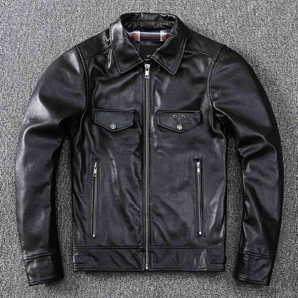 

men's jackets arrival of men real leather fashion motorcycle biker jacket c183, Black;brown