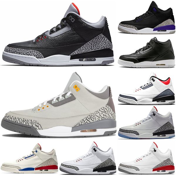 

3s 3 basketball shoes man woman blue cement cool grey court purple fragment knicks laser orange navy pine green red cement seoul size 36-45