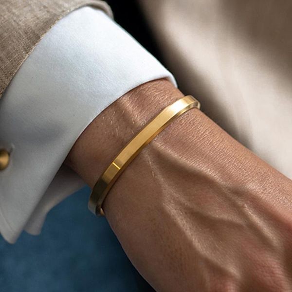 

bangle stainless steel bracelet cuff bracelets bangles men gold geometric simple designs jewelry drop, Black