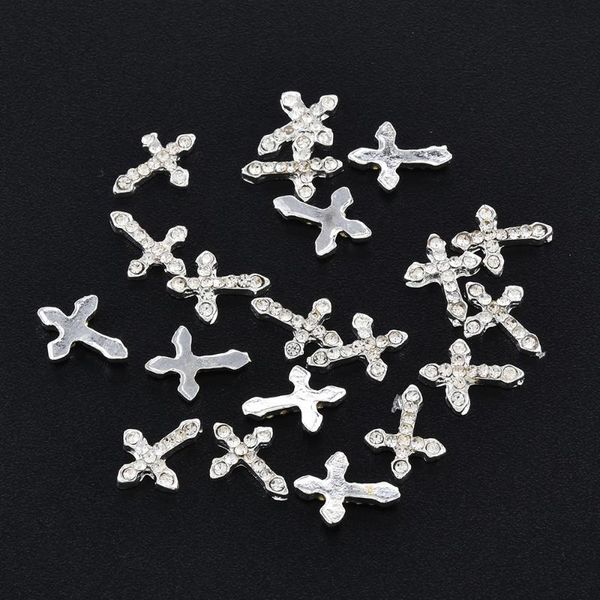 

pcs/pack nail art decorations nails tools diy classic silve color full glitter rhinestones cross 3d design charms alloy, Silver;gold