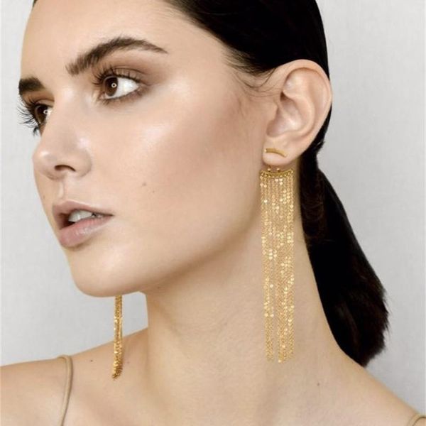 

new french design romantic earrings titanium steel gold plated smile long tassel women's earrings, Silver