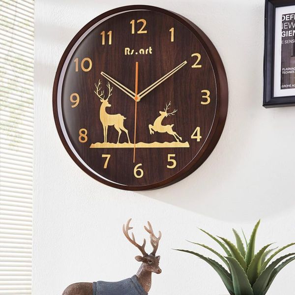 

silent wooden wall clock fashion living room decoration clocks luxury home decor watch nordic style modern design