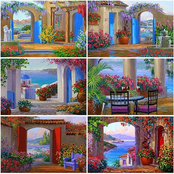 

diamond painting diy 5d full round/square drill resin scenery art embroidery flower house cross stitch crafts home decor