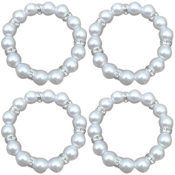 

4pcs imitation pearls napkin rings table decoration serviette holder for wedding