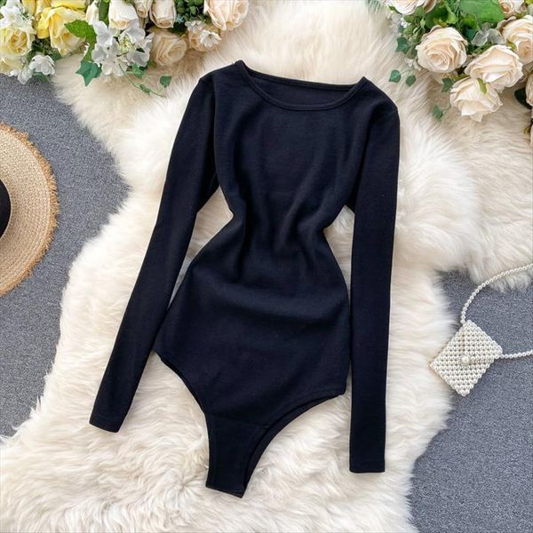 

autumn winter black bodysuits womens rompers skinny long sleeve bodysuit shirt fashion body mujer jumpersuit 4colors, Black;white