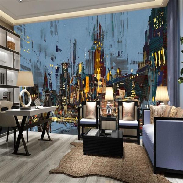 

wallpapers youman custom wall covering modern 3d effect po wallpaper nordic large abstract mural city night