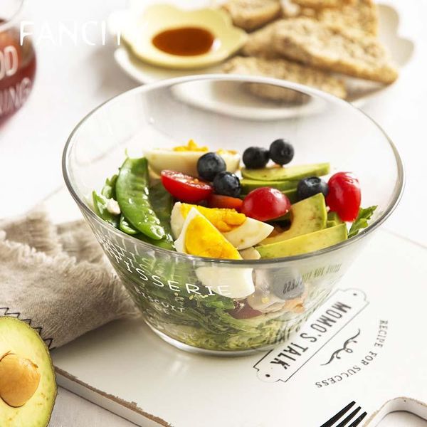 

bowls fancity creative transparent glass fruit salad bowl, home large breakfast dessert vegetable ice cream bowl