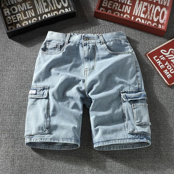 

men's jeans summer casual washed shorts thin chic h14, Blue