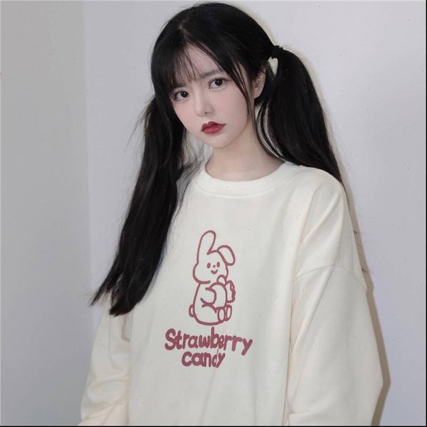 

women hoodies kawaii rabbit hoodie streetwear harajuku high street sweatshirt female autumn loose outwear korean females, Black